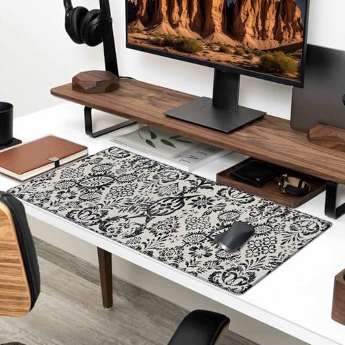 Large Gaming Mouse Pad with Stitched Edges, Desk Mat Extended Keyboard Pad, Non-Slip Rubber Base Desk Pad for Laptop, Office, Home, 31.5X11.8 inch Geometric Ethnic Pattern - color: Geometric Ethnic Pattern, size: 31.5L x 11.8W inches