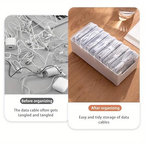 2 Pcs 11 Box Cable Organizer Storage Box, Desktop Cable Management with Switch, Power Cord Organizer for Office,Home,Desk Accessories Storage Stationery Supplies and Accessories（Clear）