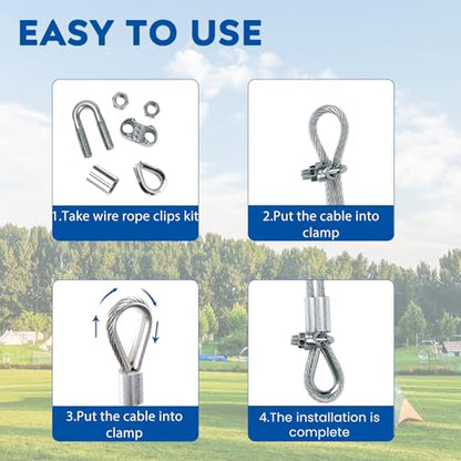 30PCS 1/4 Inches M6 Stainless Steel Wire Rope Cable Clip Clamp & M6 Thimble & M6 Aluminum Crimping Loop Sleeve (3 Styles 10PCS Each), Cable Clamp Fasteners for 1/8"-1/4" Wire Cable for Outdoors - size: 30pcs-M6(4mm-5mm)