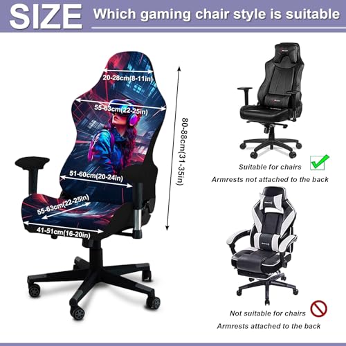 Gaming Chair Covers, 3D Printing Stretchable Soft Non-Slip Easy to Install Gamer Chair Cover with Armrest Cover(No Chair)(D) - color: D