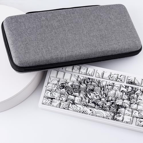 Hyekit 75% Keyboard Case, Hard Shell Travel Carrying Bag for 84 Key Magnetic Mechanical Gaming Keyboard, Compatible with Aula F75, Womier S-K80, Keychron K2, Redragon K673, RK R65 (Extra Space)