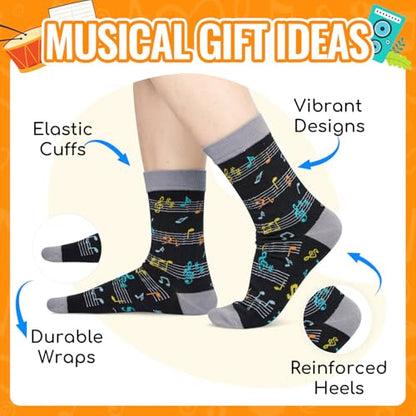 HAPPYPOP Music Gifts for Music Lovers - Guitar Saxophone Violin Socks for Musicians Players - color: Music Speaks