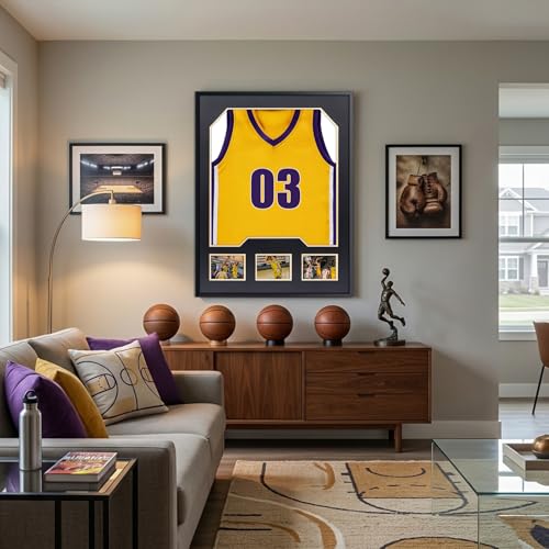 Aluminum Jersey Display Frame Case Large Shadow Box Jersey Frame with Photo Slots 98% UV Protection Clear Acrylic for Football, Hockey, Basketball, Baseball Shirt Ideal Gift for Sports Fans - color: Jersey Frame 9