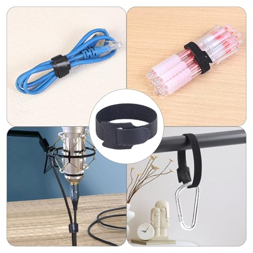 MVYC 200PCS Reusable Cable Ties Wire Ties Cord Organizer Cable Organizer Adjustable Cable Management Black 4+6+8+10 inch - size: 4+6+8+10 Inch (Black)