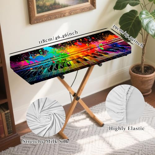Nuxovilar Stretchy 88 Keys Keyboard Piano Dust Cover, Dust - Proof Elastic Milk Silk with Neon - Lit Keyboard Keys Pattern for Digital Electronic Keyboards - color: hd04644-B