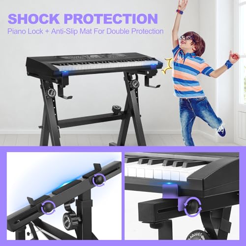 GrowDaily Keyboard Stand Piano Duty Stand Z Style Adjustable Keyboard Holder Piano Keyboard Stand Fits 54, 61 And 88 Keys Electric Keyboards Digital Pianos