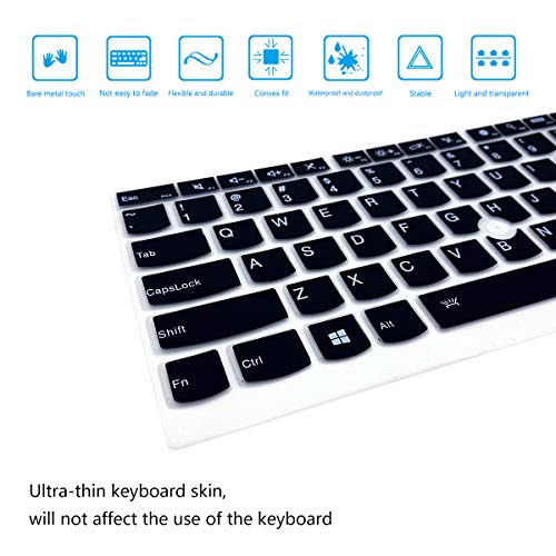 2Pcs Keyboard Cover for 13.3" Lenovo Thinkpad L13 X13, ThinkPad L13 Yoga, Thinkpad X13/X13 Yoga Gen 3/2/1 Thinkpad X380 X390 X395, ThinkPad X230S X240 X240S X250 X260 X270 X280 - color: Black+Clear