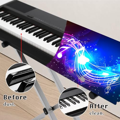 Nuxovilar Stretchy 88 Keys Keyboard Piano Dust Cover, Dust - Proof Elastic Milk Silk with Colorful Music Note Wave Designs for Digital Pianos - color: hd02413