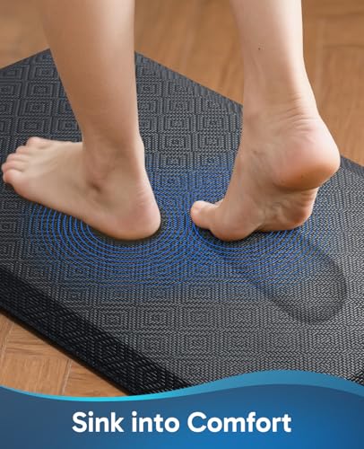 Ophanie Kitchen Mats for Floor, 1/2 inch Thick, 20x32 Anti Fatigue Cushioned Mat with 99+ Pairs of Anti-Slip Bottom Ridges,Kitchen Rugs,Waterproof,Comfort Ergonomic Standing Mat for Office,Home,Sink - color: Black, size: 20"L x 32"W x 0.5"Th