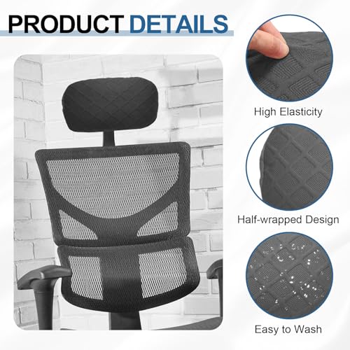uxcell Office Chair Pillow Cover, Office Chair Headrest Attachment Mesh Removable Headrest Protector for Home Desk Computer Chairs, Dark Gray - color: Dark Gray