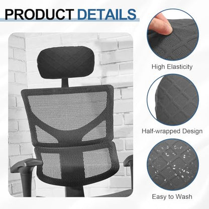 uxcell Office Chair Pillow Cover, Office Chair Headrest Attachment Mesh Removable Headrest Protector for Home Desk Computer Chairs, Dark Gray - color: Dark Gray