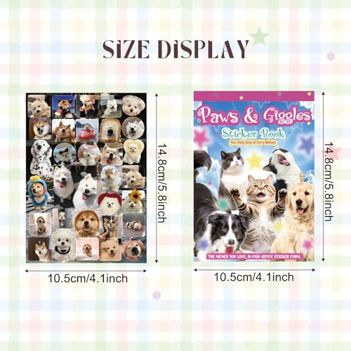 Cat Sticker Book - 1000+ Stickers, 34 Sheets of Cat & Dog Aesthetic Stickers for Scrapbooking, Journaling, Kawaii Planner | Cat Sticker Book with Meme Stickers,Glossy, Matte & Textured Finishes - color: Blue Cat and Dog