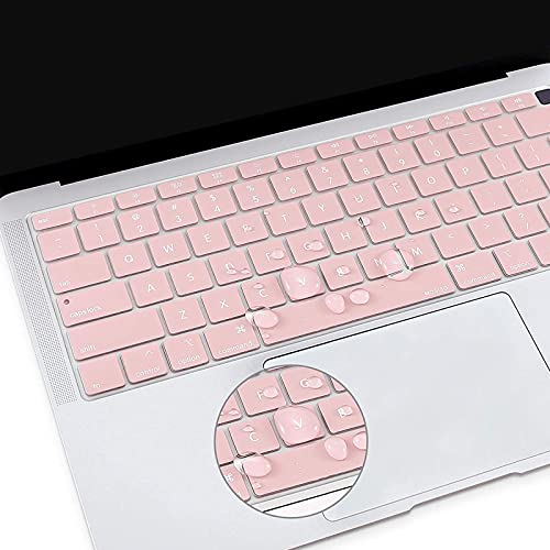MOSISO Keyboard Cover Compatible with MacBook Air 13 inch 2022 2021 2020 Release A2337 M1 A2179 Retina Display with Touch ID Backlit Magic Keyboard, Waterproof Protective Silicone Skin, Rose Quartz - color: Rose Quartz