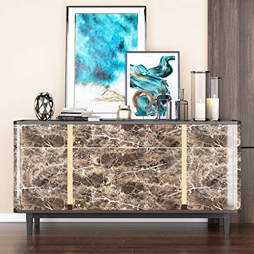 Livelynine 15.8x197 Inch Dark Brown Marble Contact Paper Countertop Peel and Stick Marble Wallpaper for Kitchen Counter Top Covers Desk Table Dressers Vanity Stickers Waterproof Removable Vinyl - size: 15.8" x 197"