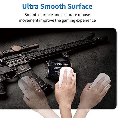 31.5x11.8 Inch Non-Slip Long Extended Large Gaming Mouse Pad with Stitched Edges XL Laptops Keyboard Mouse Mat (Black Gun) - color: Black Gun