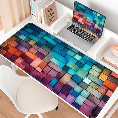 Large Gaming Mouse Pad, Full Keyboard Mat, Long Laptop Mousepad, Computer Mouse Mat for Home and Office, Anti-Slip Rubber Base, 31.5 x 11.5 Inches (Colorful) - color: Colorful