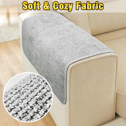 Couch Arm Covers, Sofa Arm Covers, Waterproof Armrest Cover for Sofa, Loveseat, Armchair, Anti-Slip Recliner Arm Cover, Headrest Cover, Arm Chair Covers Set of 2 (Light Gray, 24"×24") - color: Light Gray, size: 24" x 24" - 2 pcs