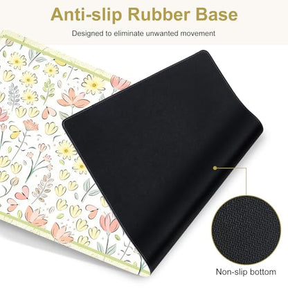 Desk Mat, 4in1 Large Mouse Pad with Wrist Rest, Cute Desk Mat, Anti-Slip XXL Computer Ergonomic Mousepad with Wrist Support for Keyboard and Mouse, Nice Yellow Flowers - color: Nice Yellow Flowers