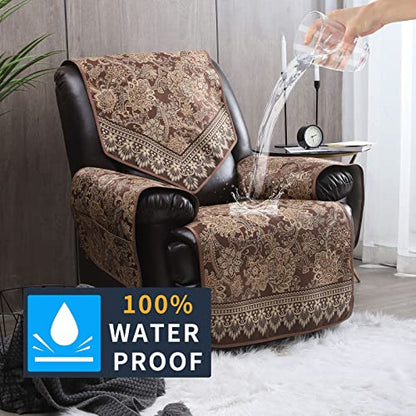 Recliner Chair Covers Non Slip Waterproof Large Recliner Covers for Leather Recliner,Electric Reclining Chair Covers for Living Room Dog Sofa Recliner Cover Furniture Protective Brown - color: Brown