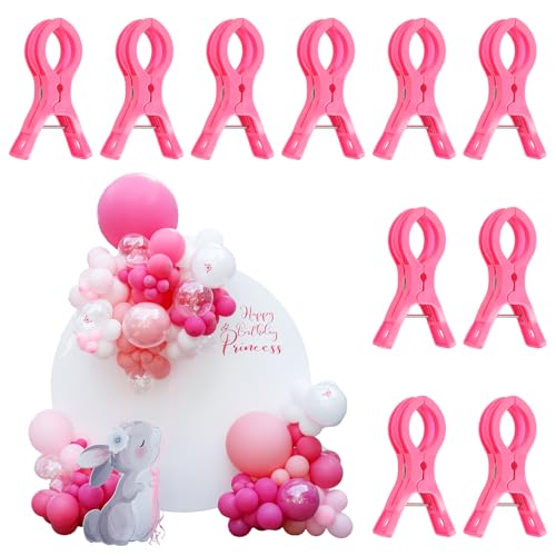 LemonRoad 10 Pack Large Balloon Arch Clips Plastic Transparent Backdrop Spring Clamps 3.5 Inch Heavy Duty Clip for Balloon Arch Kit Birthday Decoration Crafts Woodworking Photography Studios (Pink) - color: Pink