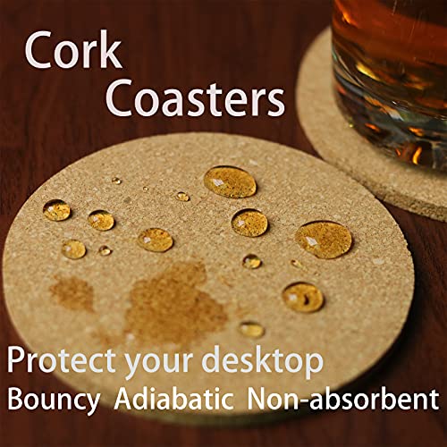 6Pcs Cork Coasters, Tivnhuils 3.9 inch Cork Coaster Desk, Coaster Set for Cup and Plant - size: 6PCS