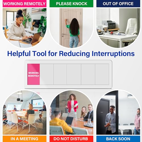 Office Door Signs with 6 Printed Status Options – Do Not Disturb, Out of Office, In a Meeting, Please Knock, Work from Home, Back Soon – Includes Custom Personalized Blank Sticker for Privacy Workspace or Studio Available and Away - style: Silver