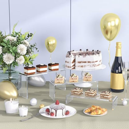 Goabroa 2 Sets 6 Pcs Clear Cupcake Display Risers 3 Tiers Rectangular Risers Display Stands 4mm Thick Collectibles Jewelry Display Shelf Lego Display Shelves Risers - color: Clear, size: Regular 2 Sets (6PCS) Rectangle