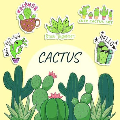 Cactus Stickers, 50Pcs Cute Plant Waterproof Vinyl Stickers for Water Bottles, Laptop, Journals, Scrapbooks, Desert Aesthetic Gifts - style: Cactus Stickers