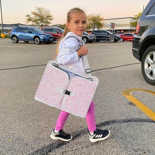 MENZOKE Kids Travel Tray for Toddler Car Seat, Toddler Gift for Girl Activities with Dry Erase Board & iPad Holder Stand,Road Trip Essentials Accessories Lap Tray for Girl as Birthday Gift,LightPurple - color: Light PurpleUnicorn