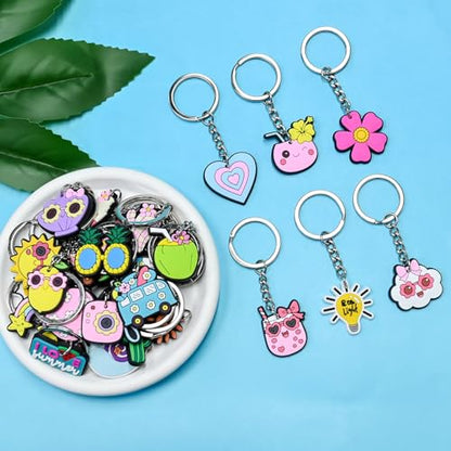 Keychains Bulk,Funny Key Chain for Prizes Incentives Holiday Gifts Birthday Party Favors - color: 30pcs Summer Keychains