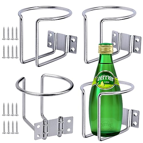4 pcs Boat Cup Holder,Stainless Steel Universal Drink Holders,Suitable for Boat,Truck,RV,Tractor,Outdoor Wooden Swing. (Silver) - color: Silver