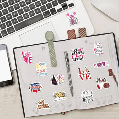 110PCS Cheer Stickers, All Vinyl Waterproof Cheerleader Decals, Perfect Cheer Gifts for Cheerleader Cheer up, Motivational Positive Stickers for Water Bottles Laptop Computer Luggage Cup - style: Cheer Stickers