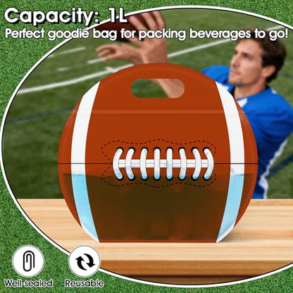 AKAIXI 24pcs 3.5Mil Thickened Football Snack Bags Reusable Sealed Bags | with Handle Stand-up Football Goodie Bags for Team Practice/Game Day Party Supplies, Gifts for Football Lovers Players Coache - color: Football