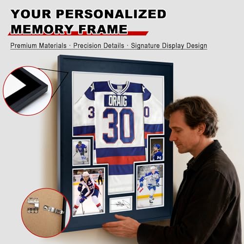 Aluminum Jersey Display Frame Case Large Shadow Box Jersey Frame with Photo Slots 98% UV Protection Clear Acrylic for Football, Hockey, Basketball, Baseball Shirt Ideal Gift for Sports Fans - color: Jersey Frame With 5 Photo Slot