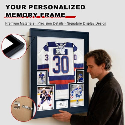 Aluminum Jersey Display Frame Case Large Shadow Box Jersey Frame with Photo Slots 98% UV Protection Clear Acrylic for Football, Hockey, Basketball, Baseball Shirt Ideal Gift for Sports Fans - color: Jersey Frame With 5 Photo Slot