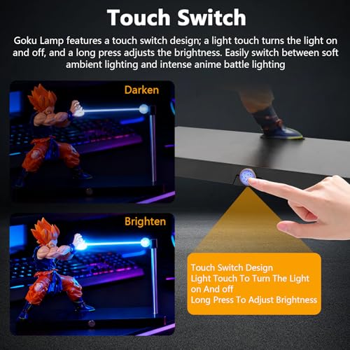 Doku Lamp Magnetic Super Saiyan lamp with LED Lighting Effect, Rechargeable, Dimmable Touch Control, As Gifts, Anime Desk lamp, Room Decoration and Anime Fan Collection