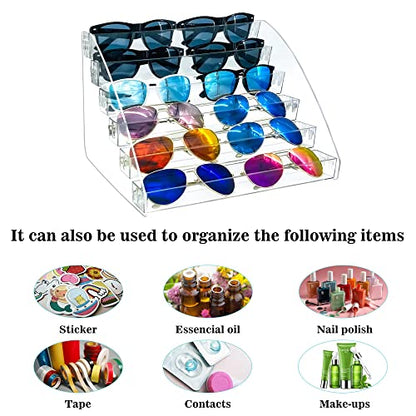 Sunglasses Organizer Clear Eyeglasses Display Case Sticker Display Tray Box For Glasses Tabletop Holder Stand (5 layer) - style: 5t