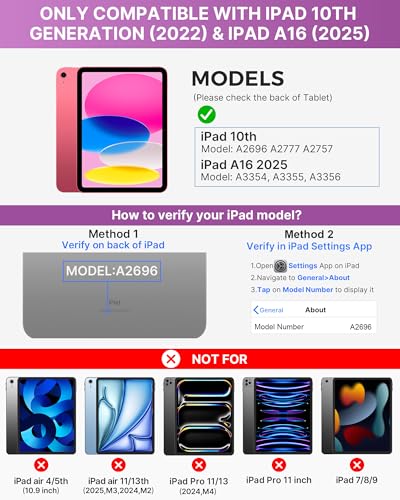 typecase Folio Keyboard Case for iPad 10th Gen 10.9 inch (2022) and iPad 11th (A16, 2025), Magnetic Wireless Detachable Keyboard, 7-Color Backlight, Thin & Light, Pencil Holder – Glitter Purple - color: ‎‎‎‎ Glitter Purple