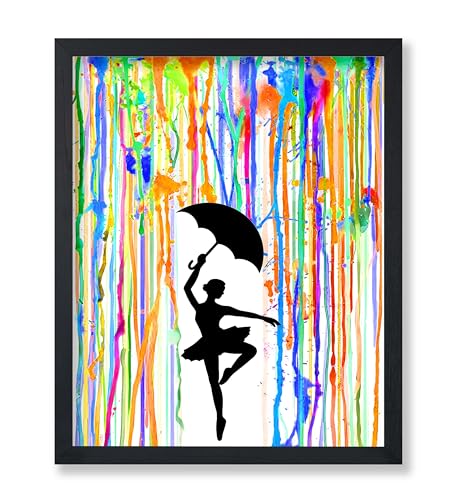 Poster Master Ballerina Poster - Dancing Under The Rain Print - Abstract Art - Silhouette Illustration - Rainbow Creation - Great Bedroom or Living Room Decor - 8x10 UNFRAMED Wall Decor - color: Style-12, size: 8"L x 10"W