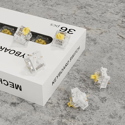 Zhouwang Yellow Keyboard Switches,3-Pin Pre-Lubed Linear Switches for MX Mechanical Gaming Keyboard(Yellow,36PCS) - color: yellow, size: 36Pcs