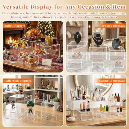 Acrylic Nesting Risers Display Stands Cube Boxes with Hollow Bottoms 6Pcs Clear Acrylic Boxes for Display (Clear) - color: Clear
