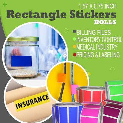 Small Color-Coding Label Roll 40mm x 19mm, 5 Rolls- 2500-Pack, Rectangular Labels Paper Sheets Bulk 1.57in x 0.75 in (Olive Green) by Royal Green - color: Olive Green, size: 2500
