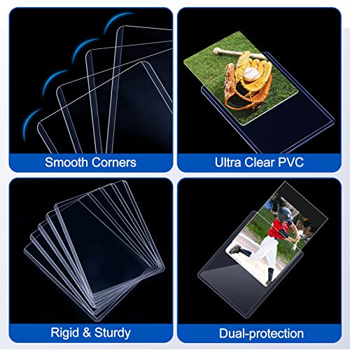 48 Count Card Sleeves Hard Plastic, Sooez 35PT Card Holder, 3" x 4" Baseball Card Protector, Rigid Card Case for Collectible Game Cards, Standard Size Trading Sports Football Cards - size: 48 Hard Sleeves