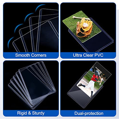 48 Count Card Sleeves Hard Plastic, Sooez 35PT Card Holder, 3" x 4" Baseball Card Protector, Rigid Card Case for Collectible Game Cards, Standard Size Trading Sports Football Cards - size: 48 Hard Sleeves