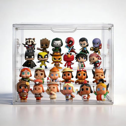 Acrylic Collectible Display Box Transparent Figure Display Box, with Magnetic Door, Stackable Design Dustproof Mini Figure Display Stand Display Organizer Countertop with Adjustable Shelves - size: Fourth floor