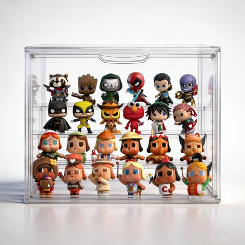 Acrylic Collectible Display Box Transparent Figure Display Box, with Magnetic Door, Stackable Design Dustproof Mini Figure Display Stand Display Organizer Countertop with Adjustable Shelves - size: Fourth floor
