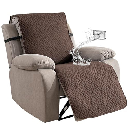Genina Waterproof Oversized Recliner Chair Covers - 100% Protection, Non-Slip, Washable Recliner Slipcover for Larger Recliners, Kids & Pets Friendly【28'' /Chocolate】 - color: Chocolate, size: 28 in （Oversized 1 Seater）