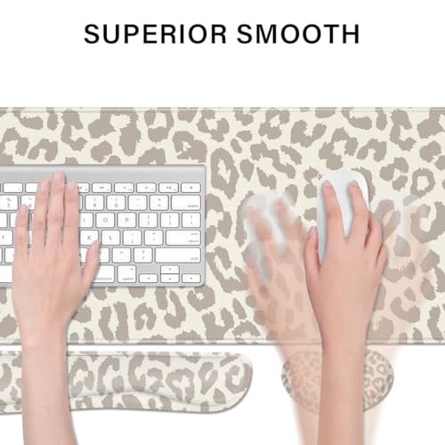 Cheetah Desk Pad and Keyboard Wrist Rest, Large Mouse Pad + Keyboard Pad+Mouse Wrist Support, Non-Slip Desk Mat Protector for Office, Home 31.5×11.8 Inches Leopard - color: Leopard