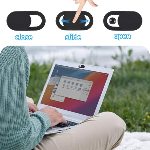Thin Webcam Cover Slide, 8PCS Phone Camera Cover Laptop Camera Blocker Slider Strong Adhesive Protect Privacy Security Compatible with Tablet Desktop PC Smartphones(Black) - color: Black