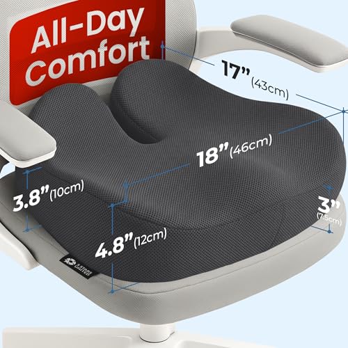 5 STARS UNITED Seat Cushion - Memory Foam Chair Cushion for Tailbone Pain Relief - Ergonomic Support for Coccyx, Sciatica & Butt - Office, Desk & Gaming Chair, Car Seat, Wheelchair, Dark Gray Mesh - color: Dark Gray Mesh, size: XX-Large